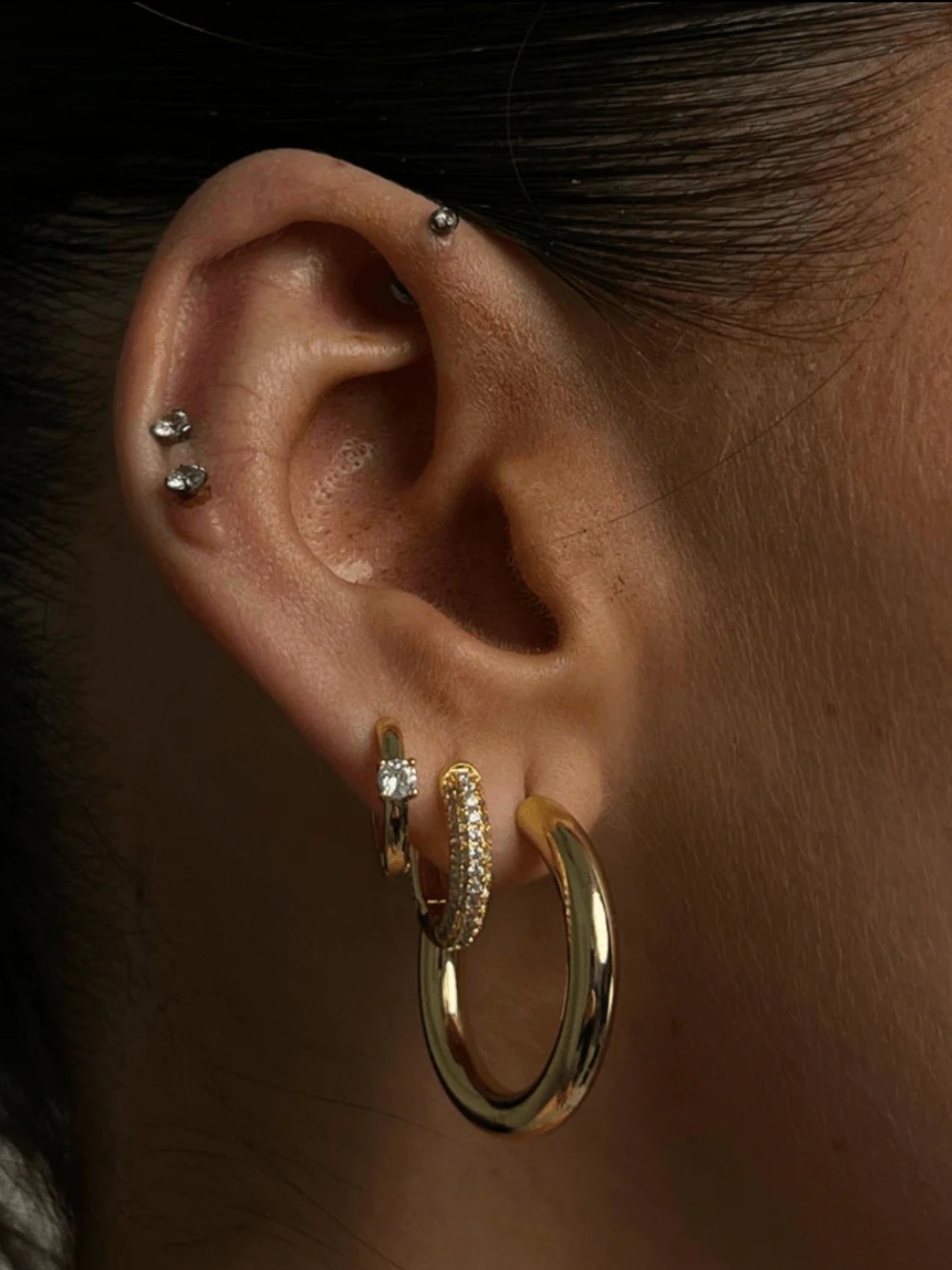 ⭐️(3/$25) EVRY JEWELS NWT Calabasas Gold Hoops - Picture 3 of 4